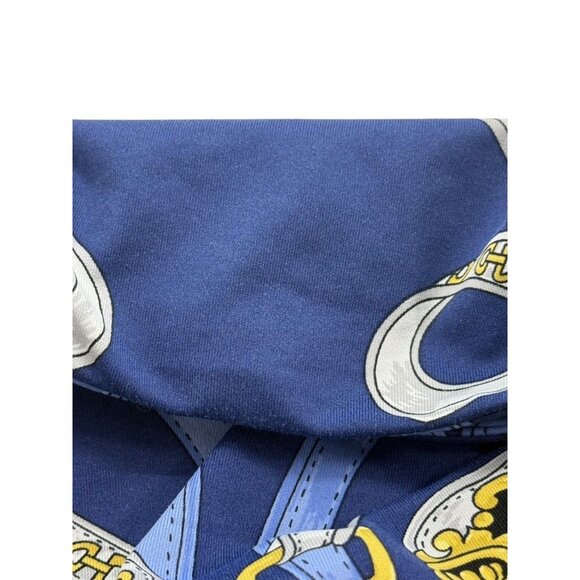 J. McLaughlin Signature Tee Top Catalina Cloth Navy Gold Belts Preppy Size L - Picture 6 of 11